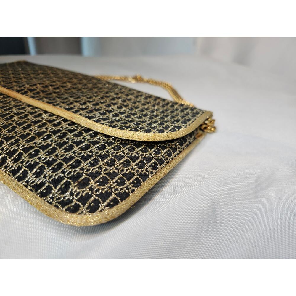 SOLD Christian Dior Vintage Trotter Chain Shoulder Bag Gold and Black NYE - Picture 7 of 15